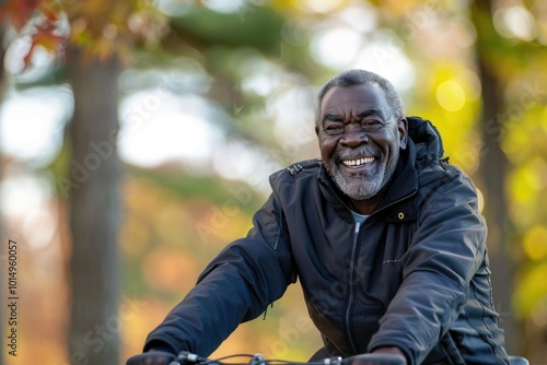 A person enjoying the ride on his bicycle