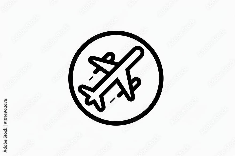 A monochromatic image of an airplane enclosed within a circular shape A monochromatic image of an airplane enclosed within a circular shape