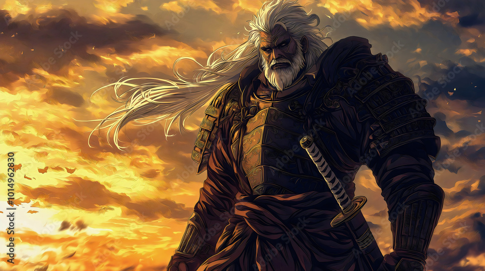 A very large older man, a war veteran, wearing his extremely big and heavy metal armor, with his famous katana strapped around his waist. A man who has survived a lot and still fights on. A very large older man, a war veteran, wearing his extremely big and heavy metal armor, with his famous katana strapped around his waist. A man who has survived a lot and still fights on.