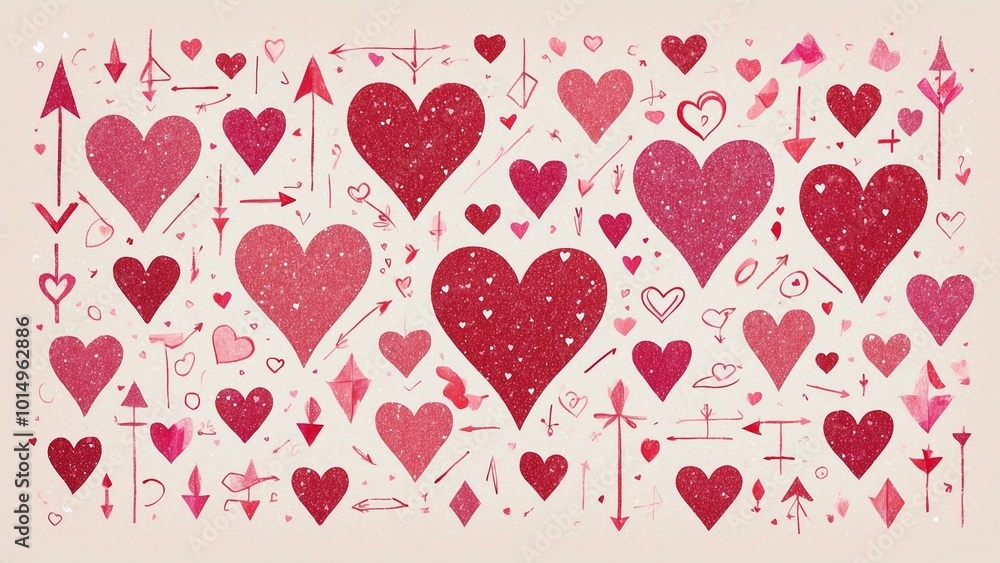 Pink hearts and arrows pattern for Valentine’s Day Pink hearts and arrows pattern for Valentine’s Day