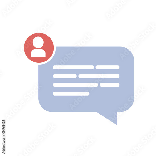Messenger message icon. Message notification. Receiving online comment. Speech bubble. Flat design. Messaging, Internet communication, Social media concept. Vector illustration isolated on white.