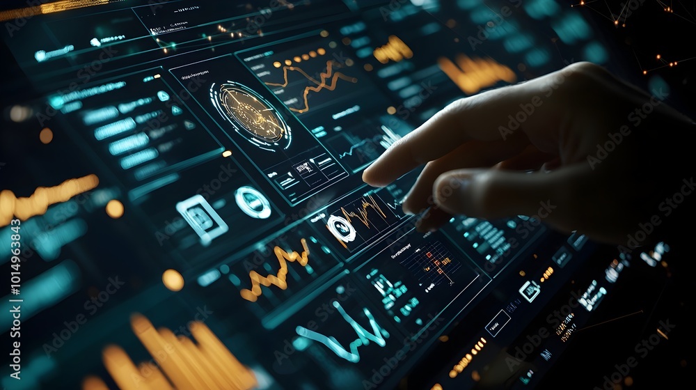 Financial Analyst Optimizing Data Visualization on Digital Screen Financial Analyst Optimizing Data Visualization on Digital Screen