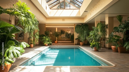 Wallpaper Mural . Potted plants and greenery around the pool add a fresh, relaxing touch Torontodigital.ca