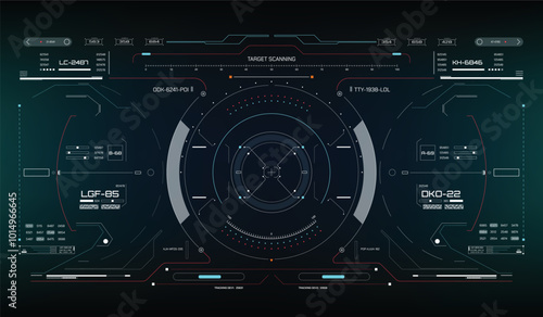 HUD futuristic scifi concept system technology simulation concept. UI, GUI display for game, drone screen, space ship, radar vector.