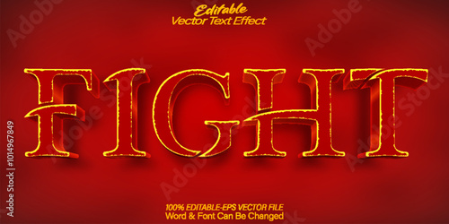 Fight Vector Text Effect Editable Alphabet War Battle Attack Club Boxer Red