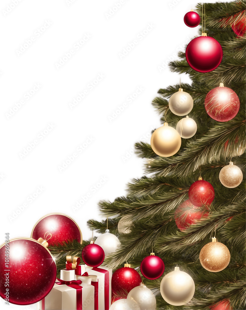 Elegant Christmas tree featuring twinkling lights and ornaments Elegant Christmas tree featuring twinkling lights and ornaments