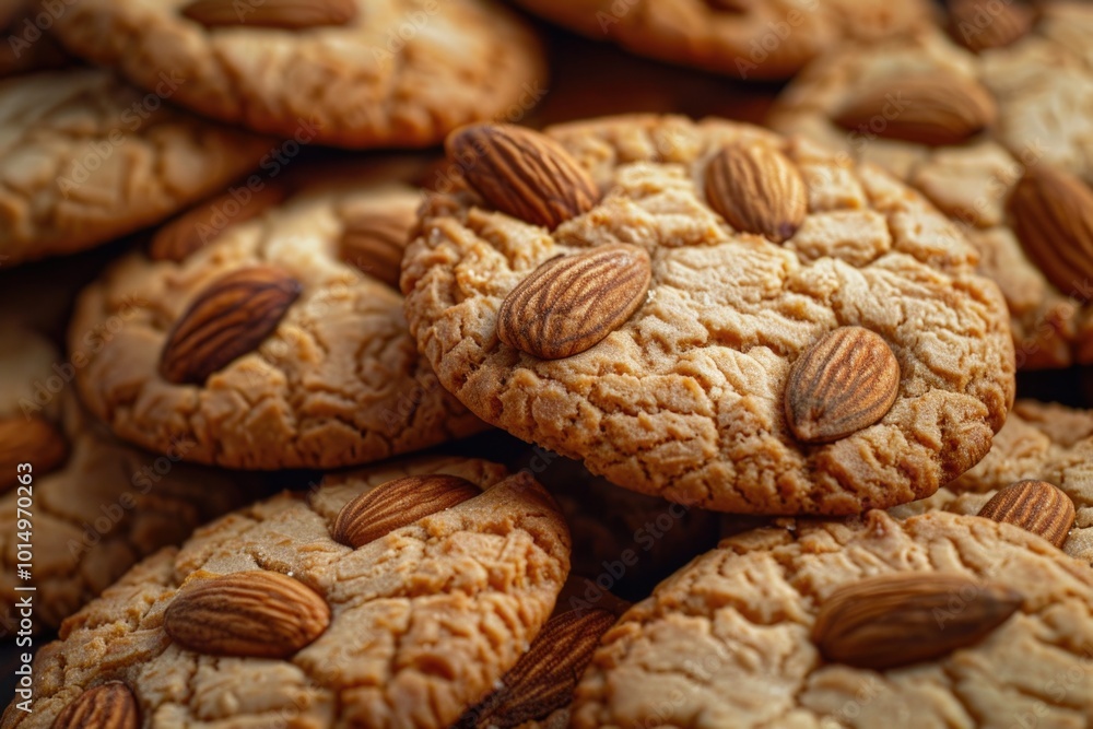 A pyramid of almond cookies stacked high A pyramid of almond cookies stacked high