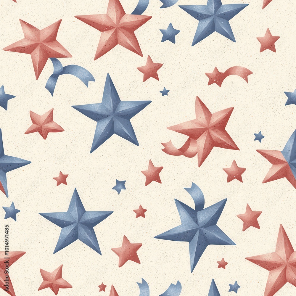 Obraz premium Rustic stars and stripes seamless pattern for patriotic Independence Day wrapping paper