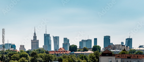 view of Warsaw skyscrapers