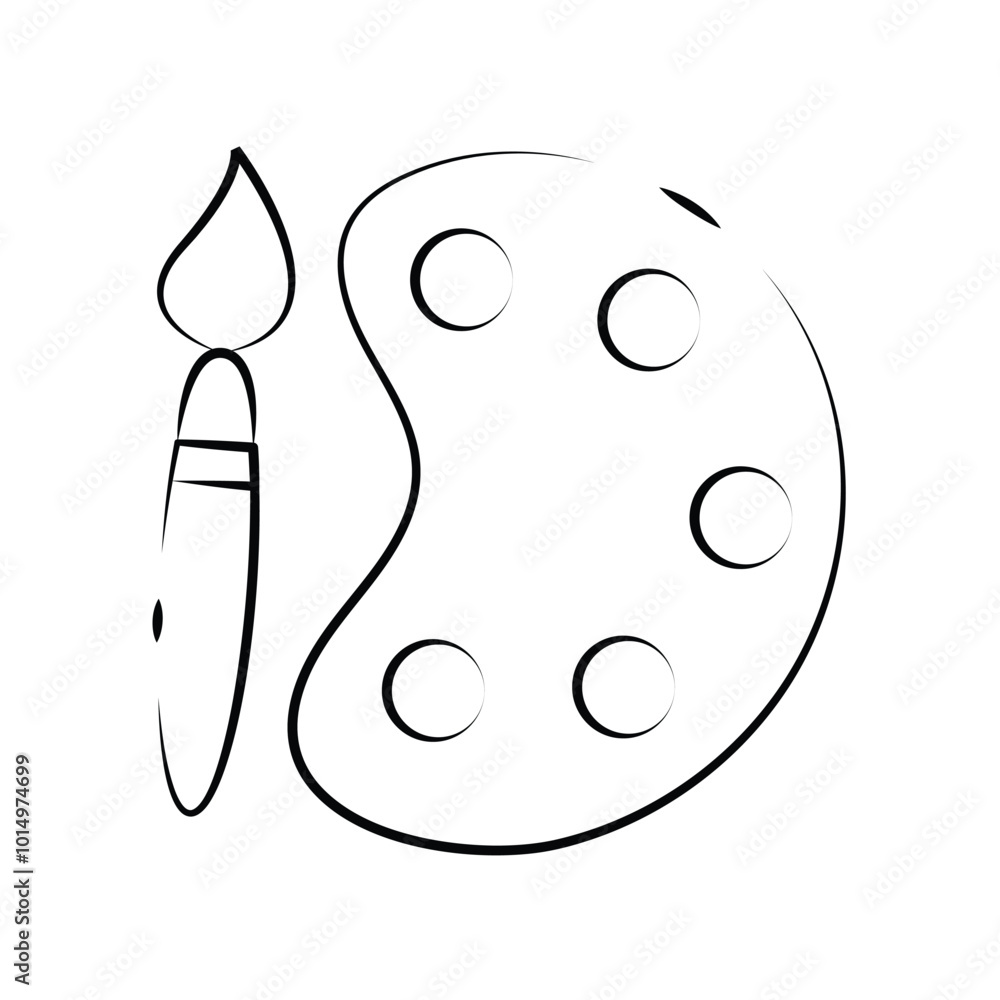 Vector icon palette and art brush editable on a white background. Vector icon palette and art brush editable on a white background.