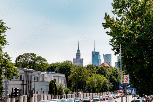 view of Warsaw skyscrapers