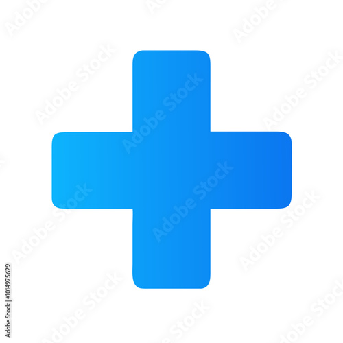 Medical Cross Icon, Blue Vector for Healthcare and Emergency.