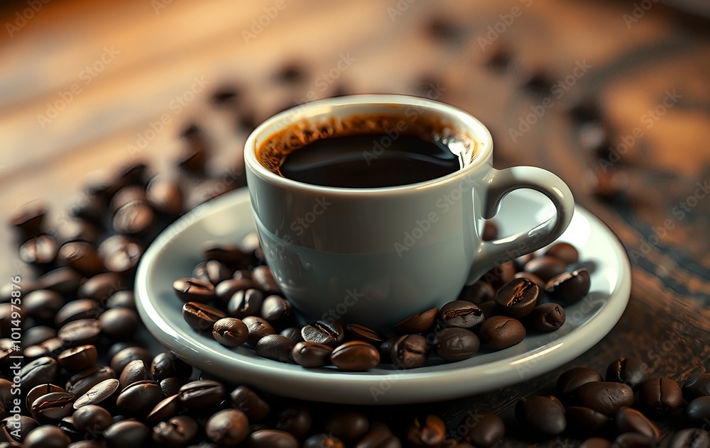 cup of coffee with beans cup of coffee with beans
