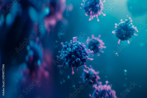 floating virus cell abstract background