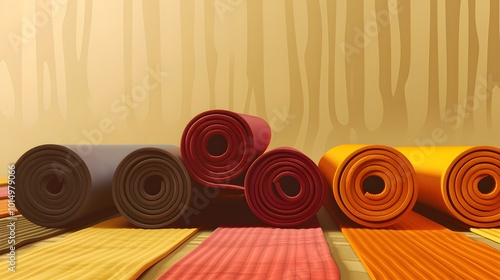 Minimalist yoga mat vector illustration photo