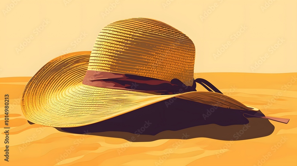 Simple vector art of sun hat Simple vector art of sun hat