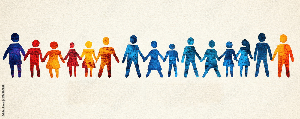 Colorful Silhouettes of People in a Crowded Scene Colorful Silhouettes of People in a Crowded Scene