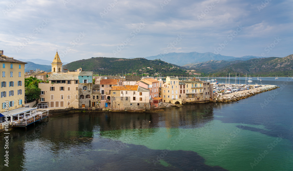 Scenic view of Saint Florent town at north coast of Corsica island Scenic view of Saint Florent town at north coast of Corsica island