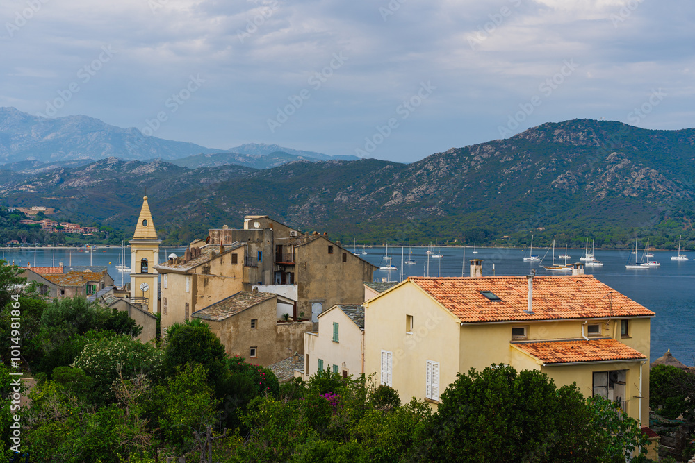 Obraz premium Scenic view of Saint Florent town at north coast of Corsica island