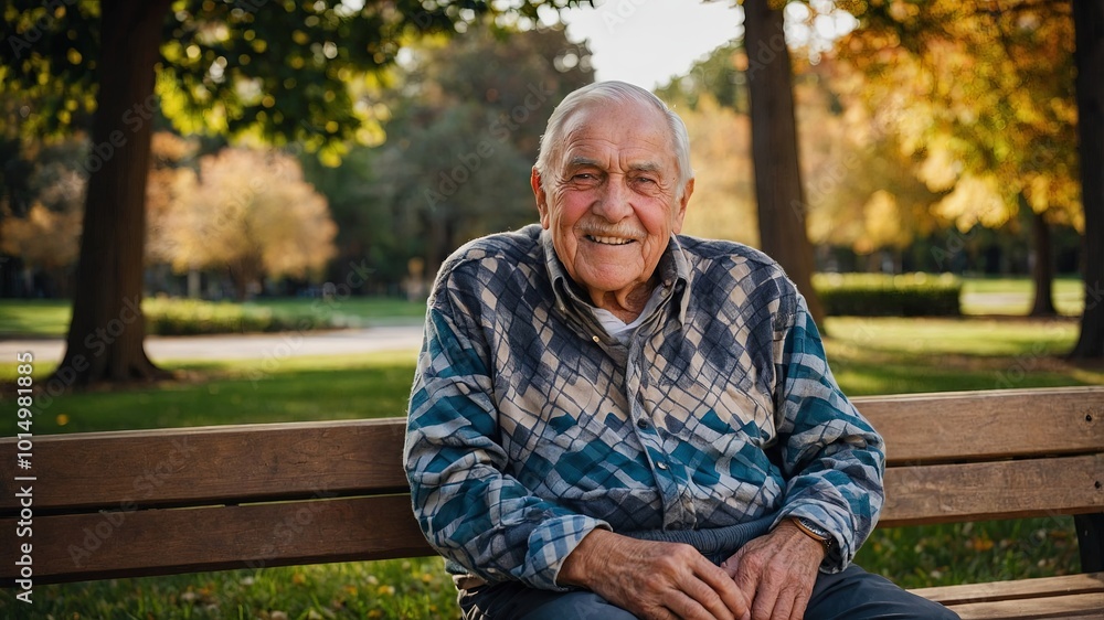 Romantic grandpa and grandma couple sitting on a park bench. Celebrating the day of aging. Mature couple sitting on bench in park Romantic grandpa and grandma couple sitting on a park bench. Celebrating the day of aging. Mature couple sitting on bench in park