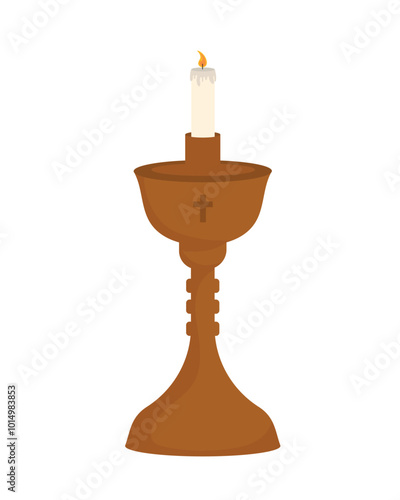 candle on a candlestick catholic religion