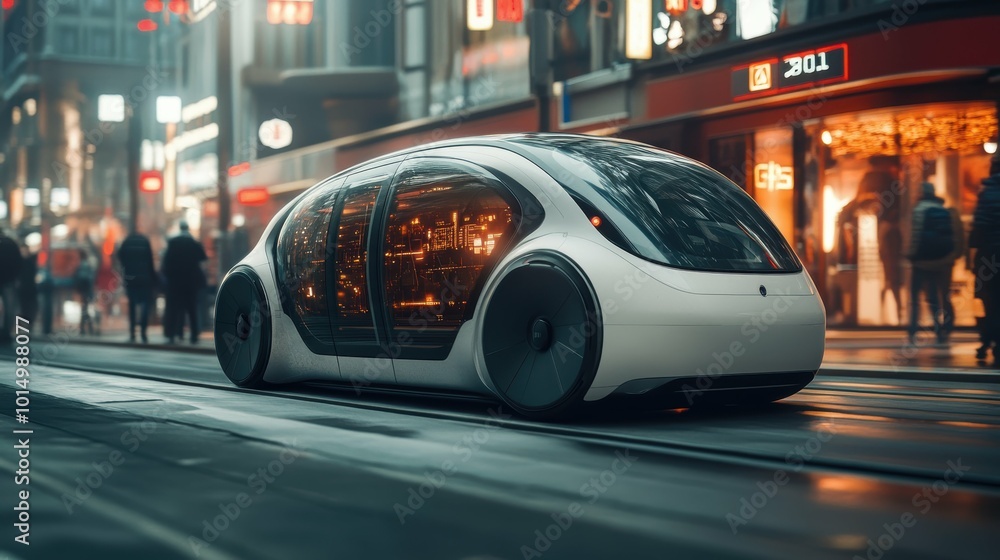 Transportation revolution Gas-powered car evolving into a self-driving, electric vehicle Transportation revolution Gas-powered car evolving into a self-driving, electric vehicle