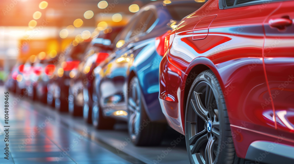 Modern Dealership Showcase: A Side View of Cars Highlighting Automotive Retail, Vehicle Options, and Purchasing Decisions Modern Dealership Showcase: A Side View of Cars Highlighting Automotive Retail, Vehicle Options, and Purchasing Decisions