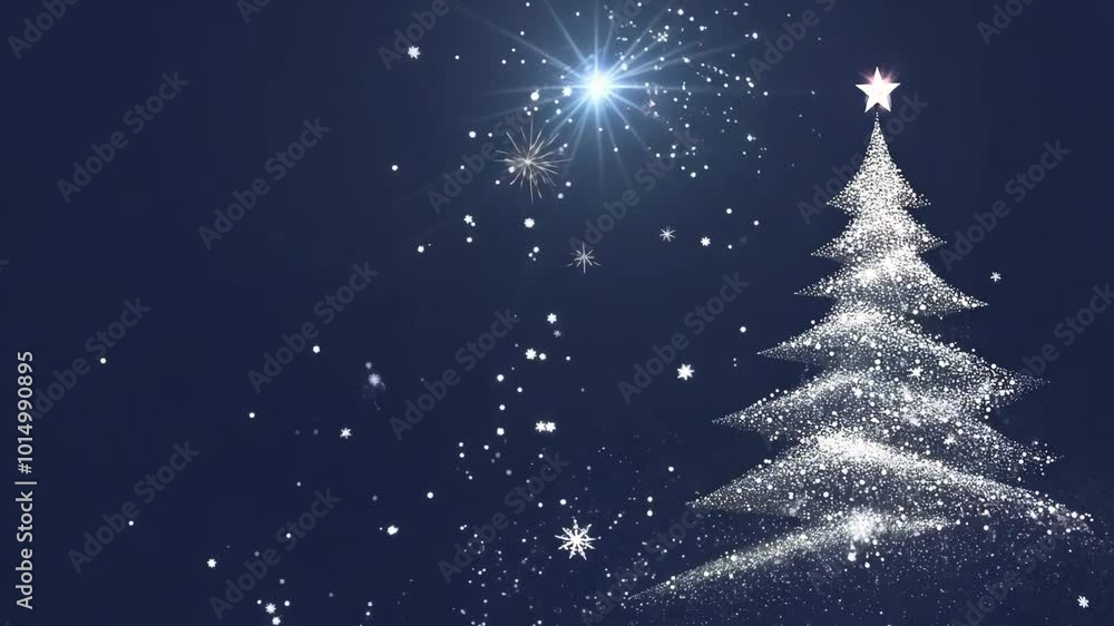Starry Christmas tree vector graphic, white stars on a dark blue background. Starry Christmas tree vector graphic, white stars on a dark blue background.