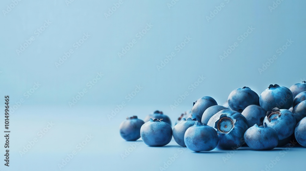 Blueberries tumbling in slow motion onto a smooth surface, each berry creating a delicate ripple upon impact Blueberries tumbling in slow motion onto a smooth surface, each berry creating a delicate ripple upon impact