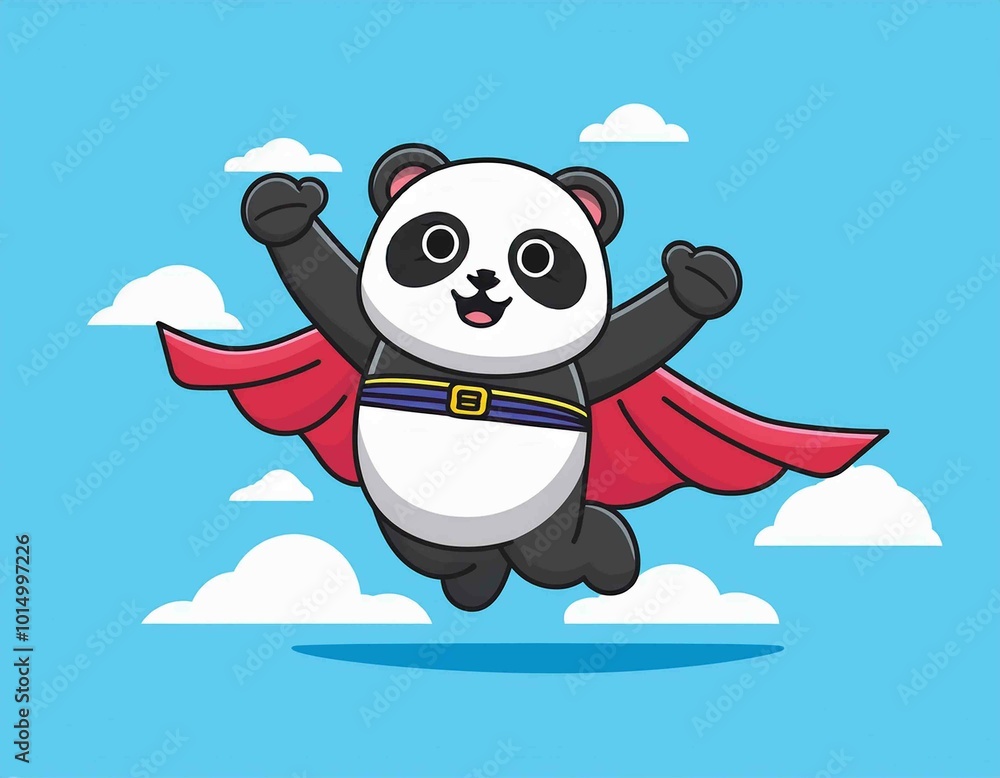 cute panda super flying vector illustration cute panda super flying vector illustration
