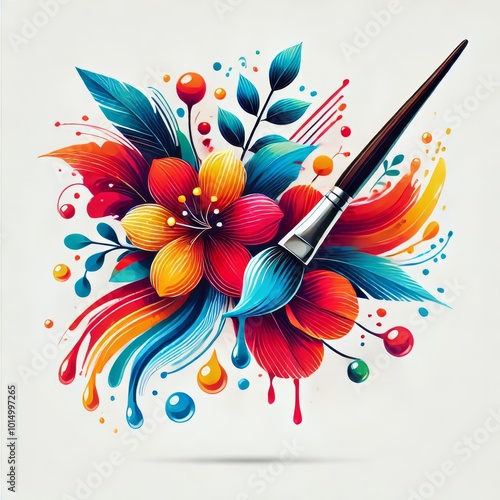 Vibrant floral logo with abstract, colorful flowers photo