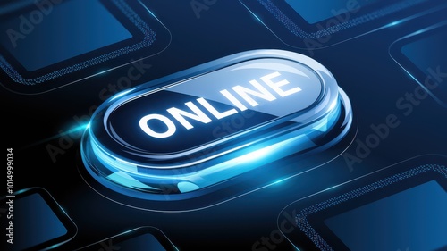 Futuristic online button on digital interface

