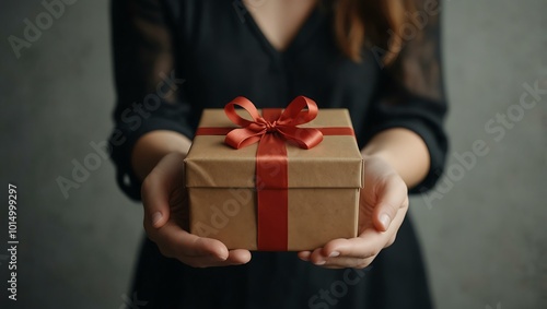 Portrait of a person holding a gift.