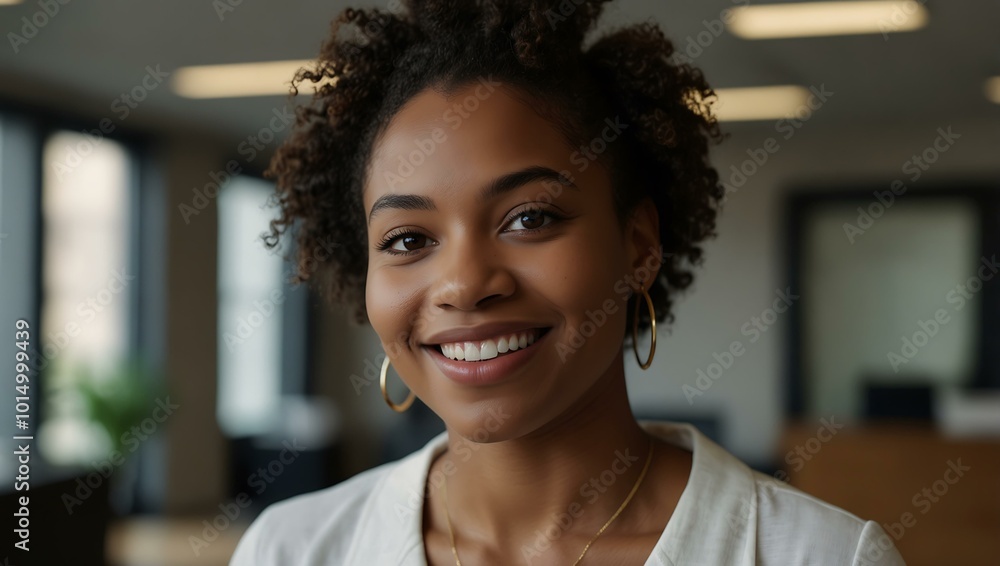 Portrait of a smiling black woman in an office. Portrait of a smiling black woman in an office.