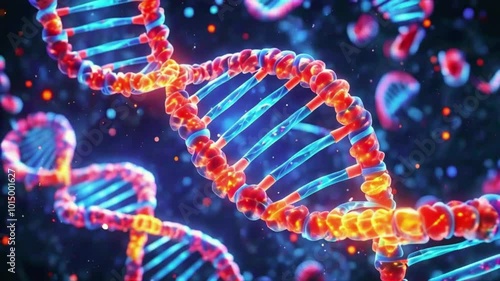 precise DNA replication, double helix and new complementary strands. loop demonstrates accuracy genetic information duplication mitosis begins, 4k High-Quality background Animation Video