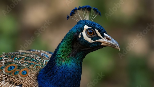 Peacock displaying its feathers.