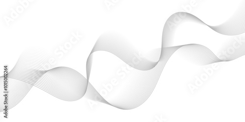 Gray wave curve lines abstract background with flowing particles. Digital energy waves technology concept. Modern backdrop design for business, presentation, banner.