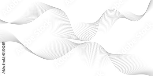 Gray wave curve lines abstract background with flowing particles. Digital energy waves technology concept. Modern backdrop design for business, presentation, banner.