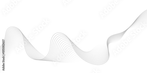 Gray wave curve lines abstract background with flowing particles. Digital energy waves technology concept. Modern backdrop design for business, presentation, banner.