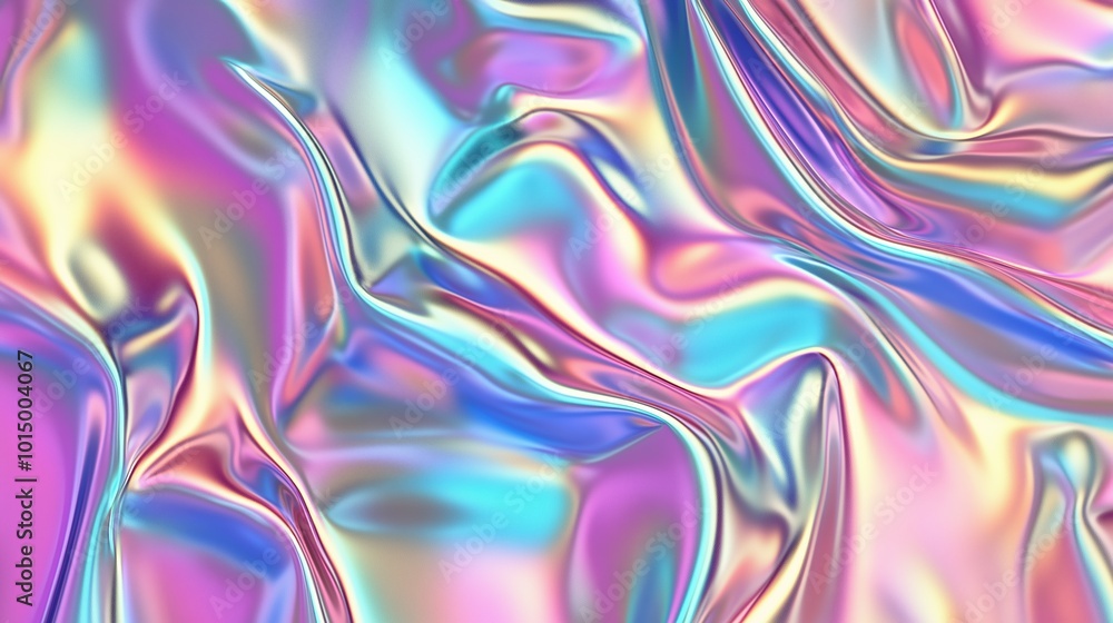 Smooth Liquid Chrome Texture with Rainbow Hues, Showcasing a Glossy and Reflective Surface in a Fluid, Flowing Pattern. Smooth Liquid Chrome Texture with Rainbow Hues, Showcasing a Glossy and Reflective Surface in a Fluid, Flowing Pattern.