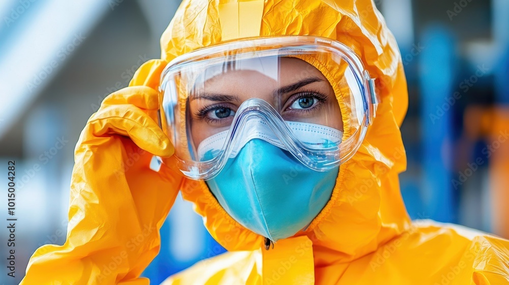 Chemical Engineer in Protective Gear Preparing for Work Chemical Engineer in Protective Gear Preparing for Work