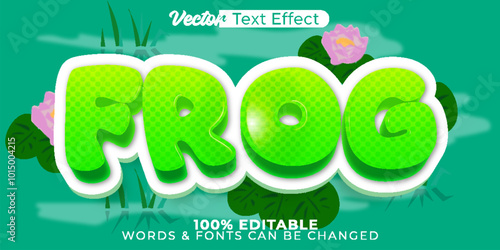 Frog Vector Text Effect Editable Alphabet Green Animal Funny
