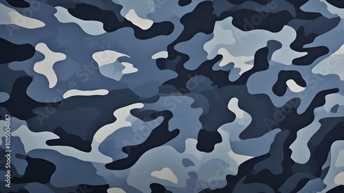 Blue Stylish Camouflage Military Seamless Pattern