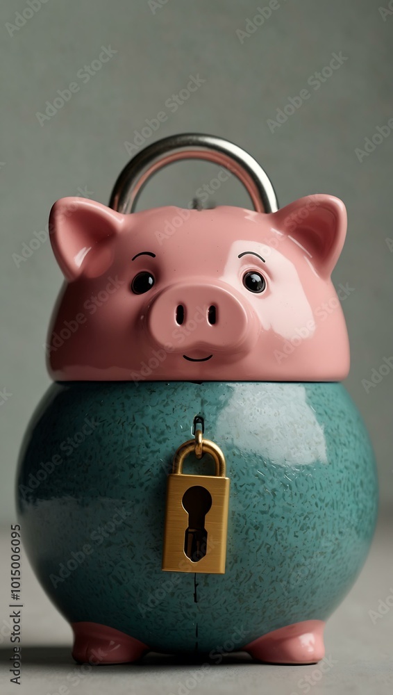 Piggy bank with a padlock, symbolizing blocked accounts. Piggy bank with a padlock, symbolizing blocked accounts.