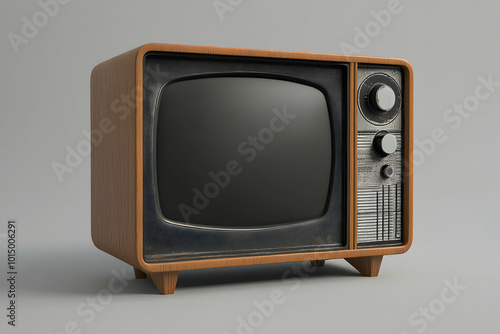 Vintage Wooden Television 3D Render