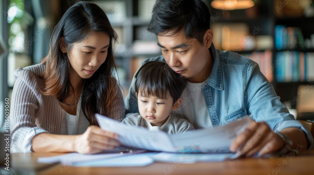Asian couple looking tired and sad, discussing their financial struggles at home Asian couple looking tired and sad, discussing their financial struggles at home
