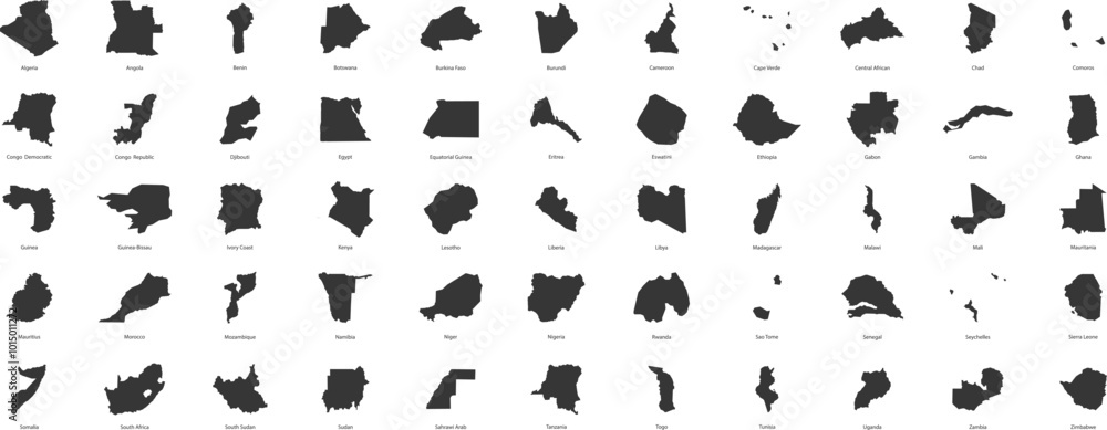 Fototapeta premium List of African countries. Vector illustration