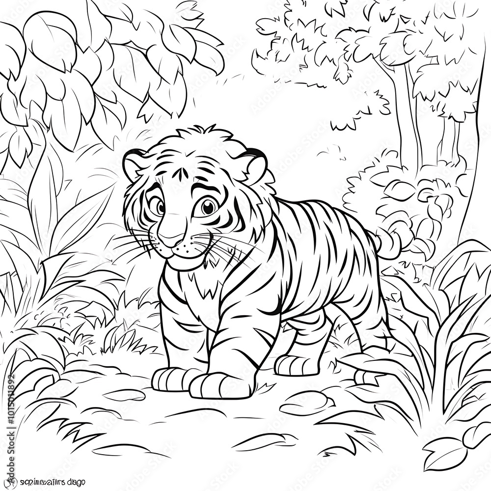 Obraz premium Happy Tiger Walking Through Jungle
