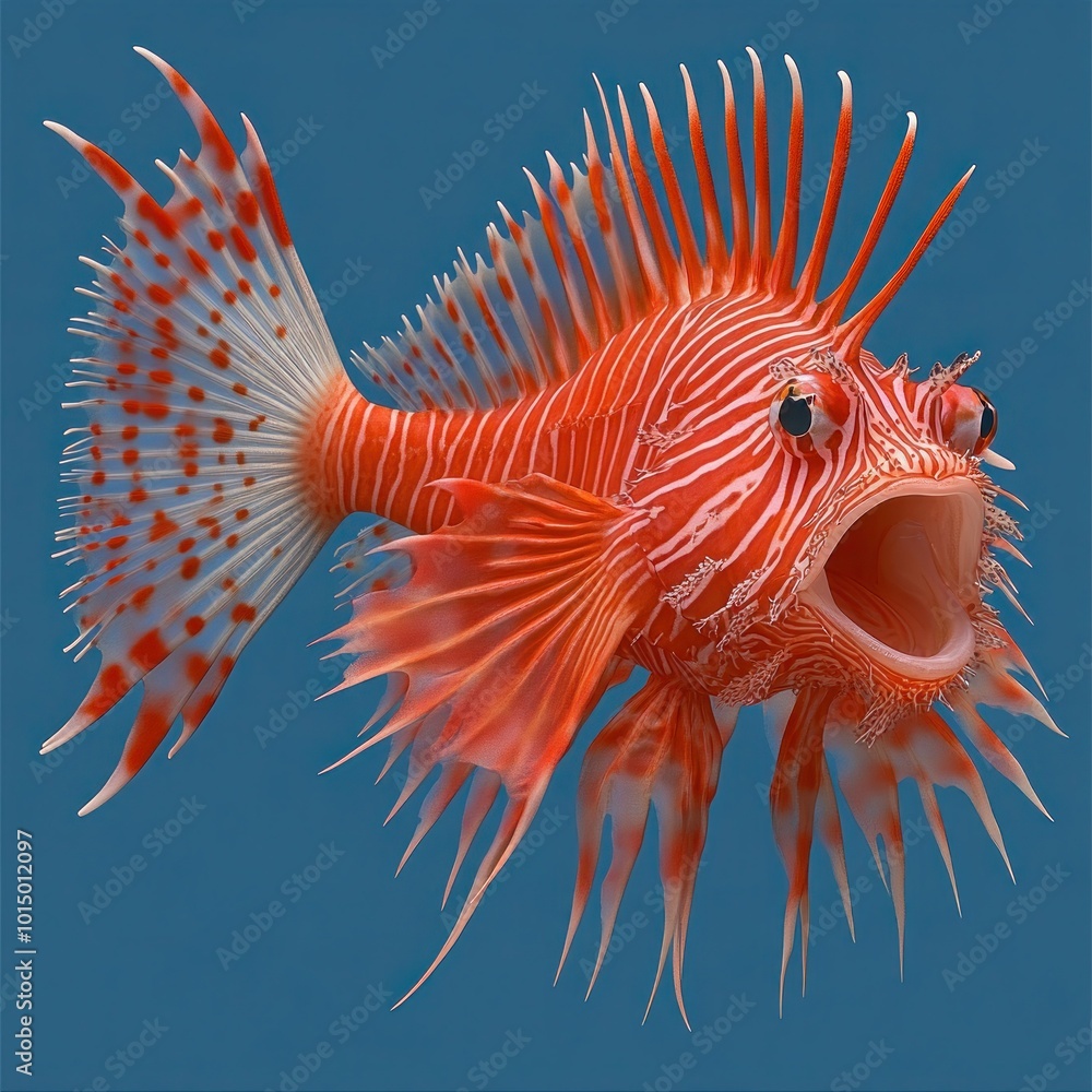 Fototapeta premium Lionfish Bundle Isolated on Background - Side and Front View