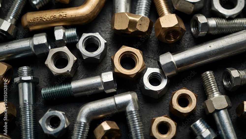 Plumbing tools surrounded by assorted nuts and bolts. Plumbing tools surrounded by assorted nuts and bolts.